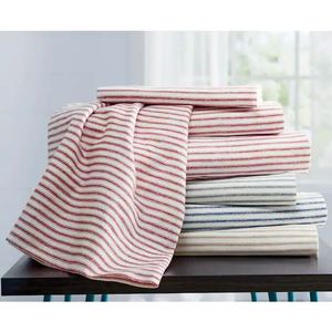 lot 284 image: Cotton Ticking Stripe Sheet Set - Taupe - Full