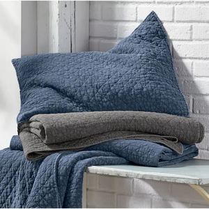 lot 300 image: Vintage-Wash Oversized Quilt & One Sham - Blue - King