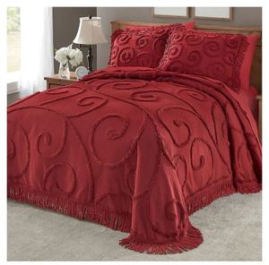 lot 188 image: Scroll Chenille Bedspread - Delicious Red - Queen