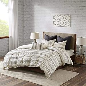 lot 114 image: Rhea Cotton Coverlet Set - IvoryCharcoal - FullQueen