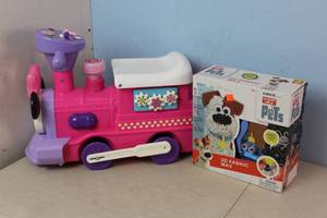 lot 30 image: 2PC - Kiddieland Minnie Ride-On Train with Caboose and Track Large NO CABOOSE  and Secret Life of Pets 3D Fabric Max