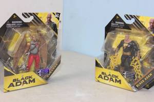lot 33 image: 2PC - DC Comics Black Adam 1st Edition 4 Action Figure - Hawkman and DC Comics Black Adam 1st Edition 4 Action Figure - Black Adam