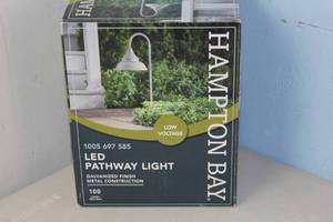 lot 18 image: OPEN BOX - Low Voltage 100 Lumens Galvanized Outdoor Integrated LED Farmhouse Path Light WeatherWaterRust Resistant 082392629045 MSRP $34.98