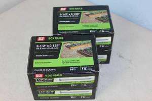 lot 131 image: NEW - 4 Boxes X GRIP RITE #10 X 3-12 In. 16-penny Galvanized Steel Box Nails (1 Lb.-per pack)