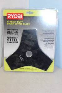 lot 134 image: NEW - Ryobi Tri-Arc Hardened Steel 8 Brush Cutter Blade and Expand-It Brands 046396490155