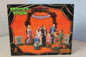 lot 158 image: NEW - Lemax Spooky Town Zombie Wedding Party #23587 728162235879 MSRP $44.95