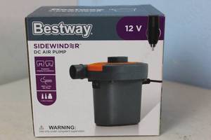 lot 159 image: NEW - Bestway 12V Sidewinder DC Air Pump InflateDeflate 3 Valves 821808621446