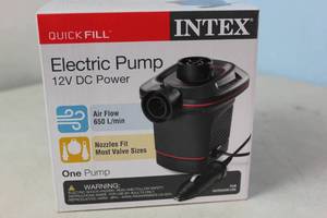 lot 162 image: NEW - Intex Quick Fill DC 12V Electric Pump, Black, 4.9 x 5.6 x 5.6, 6.5 A, 78 W 078257326525