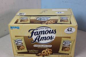 lot 94 image: Case of 42 x 2oz Bags of Famous Amos Cookies Best By 3192023