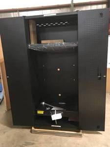 lot 7 image: Husky Heavy Duty Welded 20-Gauge Steel Freestanding Garage Cabinet in Black (36 in. W x 81 in. H x 24 in. D)   Customer Returns See Pictures