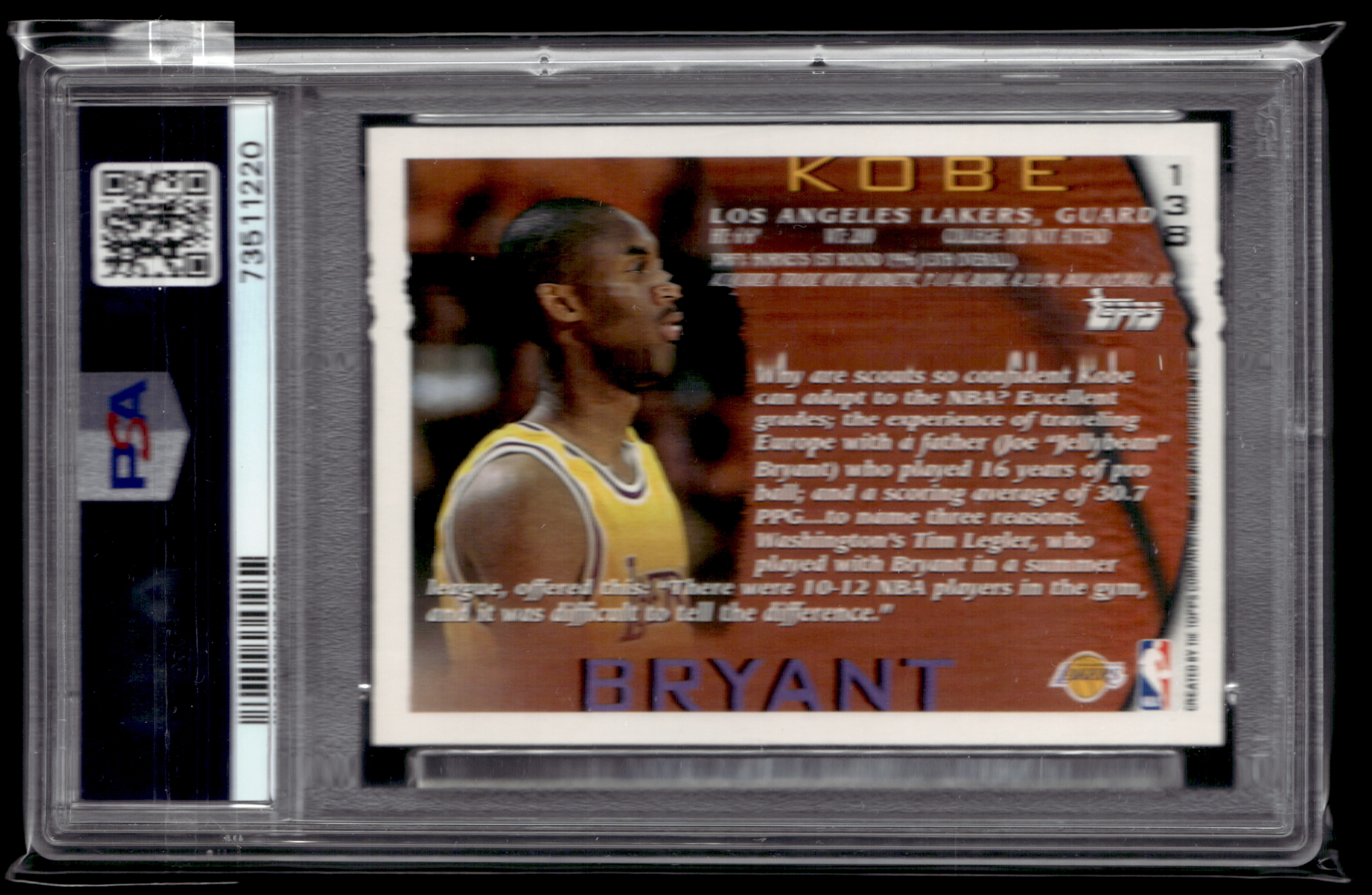 PSA 7 1996 Topps NBA 50th Silver Kobe Bryant Rookie Card #138 RARE!!! for  Sale in Onamia, MN | Online Auction | K-BID