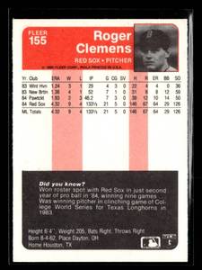 lot 21 image: 1985 Fleer Roger Clemens Rookie Card #155