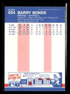 lot 22 image: 1987 Fleer Barry Bonds Rookie Card #604