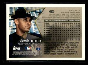 lot 23 image: 1996 Topps Future Star Derek Jeter #219