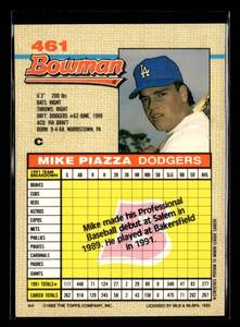 lot 27 image: 1992 Bowman Mike Piazza Rookie Card #461