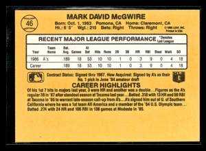 lot 35 image: 1987 Donruss Rated Rookie Mark McGwire #46