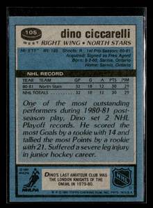 lot 41 image: 1981 Topps Dino Ciccarelli Rookie Card #105