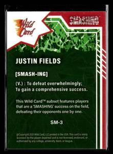 lot 45 image: 2021 Wild Card Smashing Justin Fields Rookie Card #SM-3