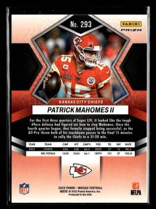 lot 54 image: 2022 Mosaic Patrick Mahomes II Green Prizm Mosaic #293