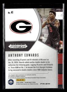 lot 75 image: 2020 Prizm Red White & Blue Anthony Edwards Rookie Card #41