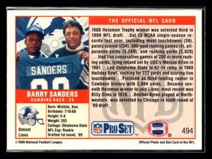 lot 81 image: 1989 Pro Set Barry Sanders Rookie Card #494