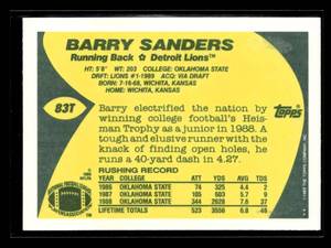 lot 82 image: 1989 Topps Traded Barry Sanders Rookie Card #83T