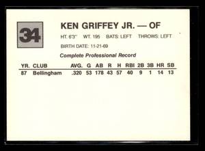 lot 93 image: 1988 San Bernardino Ken Griffey Jr. Rookie Card