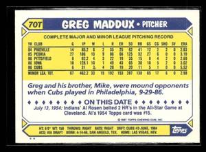 lot 98 image: 1987 Topps Traded Greg Maddux Rookie Card #70T
