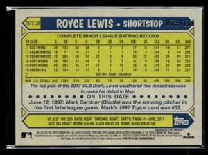 lot 101 image: 2022 Topps Update Silver Pack Blue Royce Lewis Rookie Card #39 Serial #73150