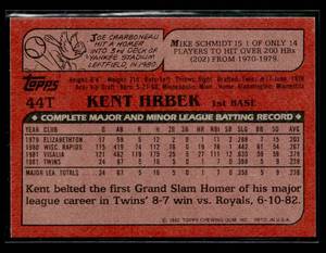 lot 102 image: 1982 Topps Traded Kent Hrbek Rookie Card #44T