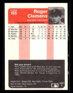 lot 104 image: 1985 Fleer Roger Clemens Rookie Card #155
