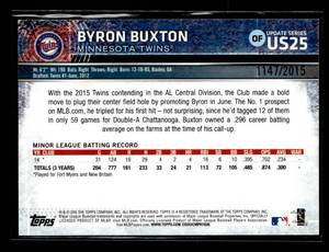 lot 110 image: 2015 Topps Update Gold Byron Buxton Rookie Card #US25 Serial #11472015