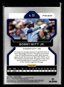 lot 111 image: 2022 Prizm Carolina Blue Prizm Bobby Witt Jr. Rookie Card #33