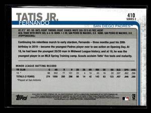 lot 115 image: 2019 Topps Series 2 Fernando Tatis Jr. Rookie Card #410