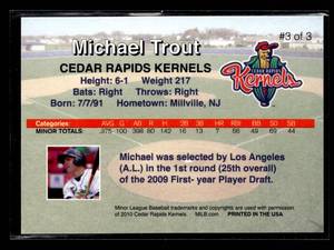 lot 118 image: 2010 Cedar Rapids Kernels Mike Trout Rookie Card #3