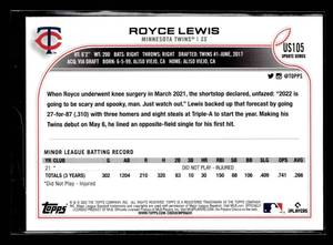 lot 129 image: 2022 Topps Update Rainbow Foil Royce Lewis Rookie Card #US105
