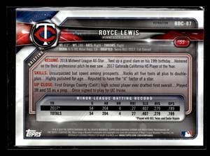 lot 131 image: 2018 Bowman Chrome Refractor Royce Lewis Rookie Card #BDC-87