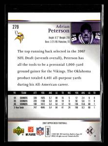 lot 134 image: 2007 Upper Deck Adrian Peterson Rookie Card Short Print #279
