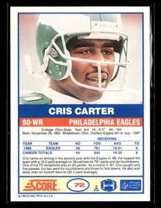 lot 143 image: 1989 Score Cris Carter Rookie Card #72