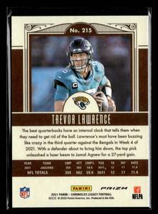 lot 144 image: 2021 Legacy Silver Prizm Trevor Lawrence Rookie Card #215