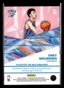 lot 147 image: 2022 Panin POD Orange Foil Chet Holmgren Rookie Card #82 Serial #092199