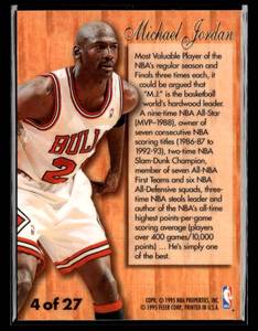 lot 151 image: 1995 Flair Hardwood Leader Michael Jordan #4