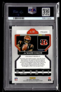 lot 165 image: PSA 8 2021 Prizm Disco Prizm JaMarr Chase Rookie Card #337