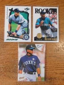 lot 9 image: (3) 1994-95 Alex Rodriguez Rookies - Score, Summit & Action Packed