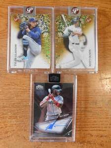 lot 13 image: (3) Topps Encased Cards - Chrome Black & (2) Pristine Both #50