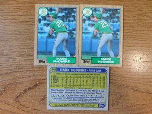 lot 67 image: (3) 1987 Topps Mark McGwire Rookie Cards #366