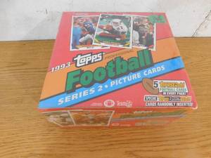 lot 194 image: 1993 Topps Football Jumbo Pack Wax Box 24 Packs