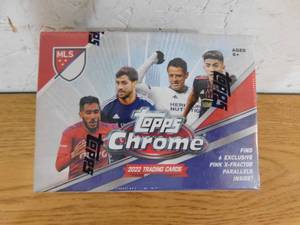 lot 199 image: 2022 Topps Chrome MLS Soccer Sealed Blaster Box (6) Packs