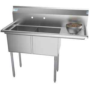 48 in. Freestanding Stainless Steel 2 Compartments Commercial Sink