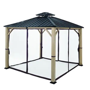 Hampton Bay Lorston 9.8 ft. x 9.8 ft. Hardtop Gazebo with Netting